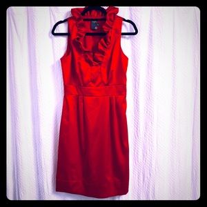 Ruffle collar red cocktail dress